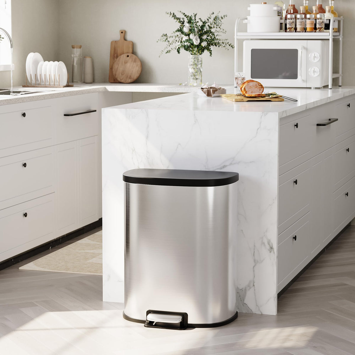 50L Stainless Steel Step-On Trash Can R79435