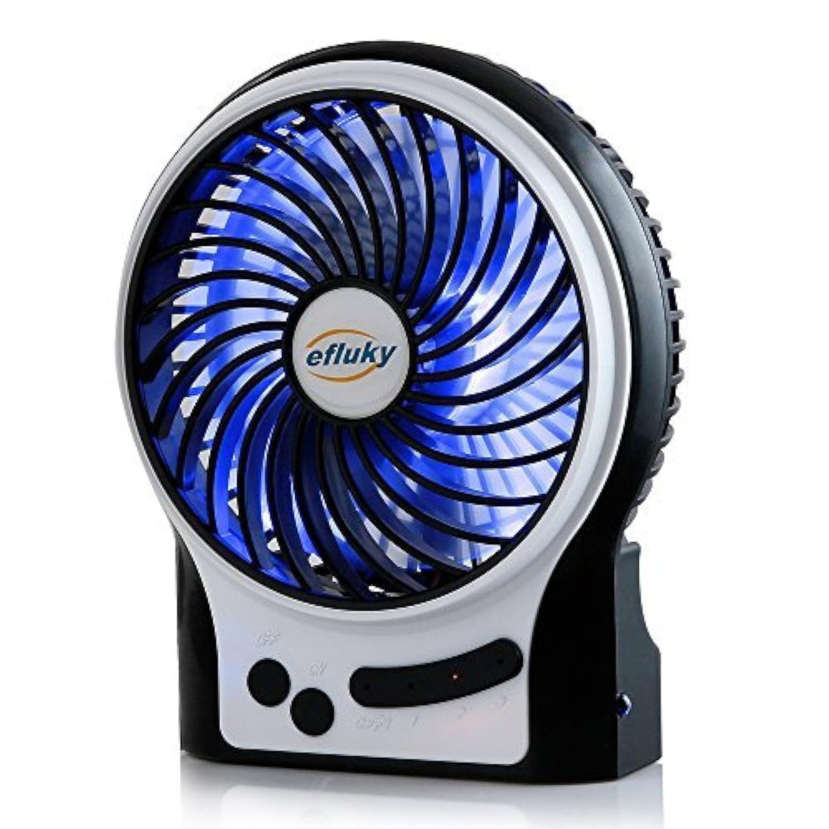 4.9-Inch Mini Desk Fan, 3 Speeds, Rechargeable USB Powered with LED Light, Black H842