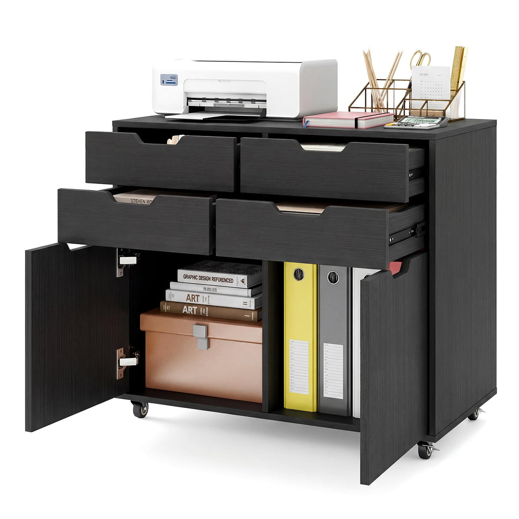 Black 4-Drawer Rolling File Cabinet M6199
