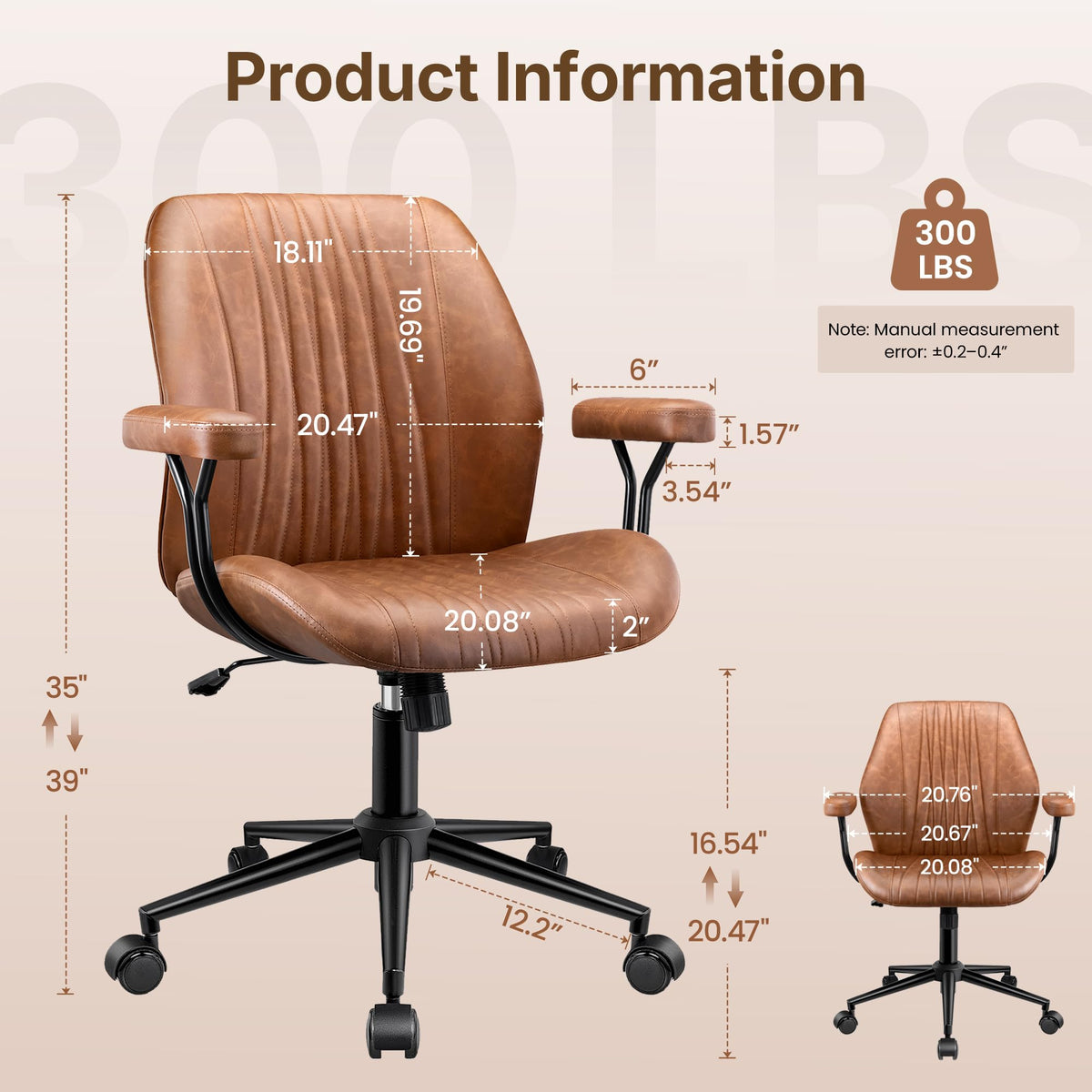 Brown Leather Ergonomic Office Chair A32386
