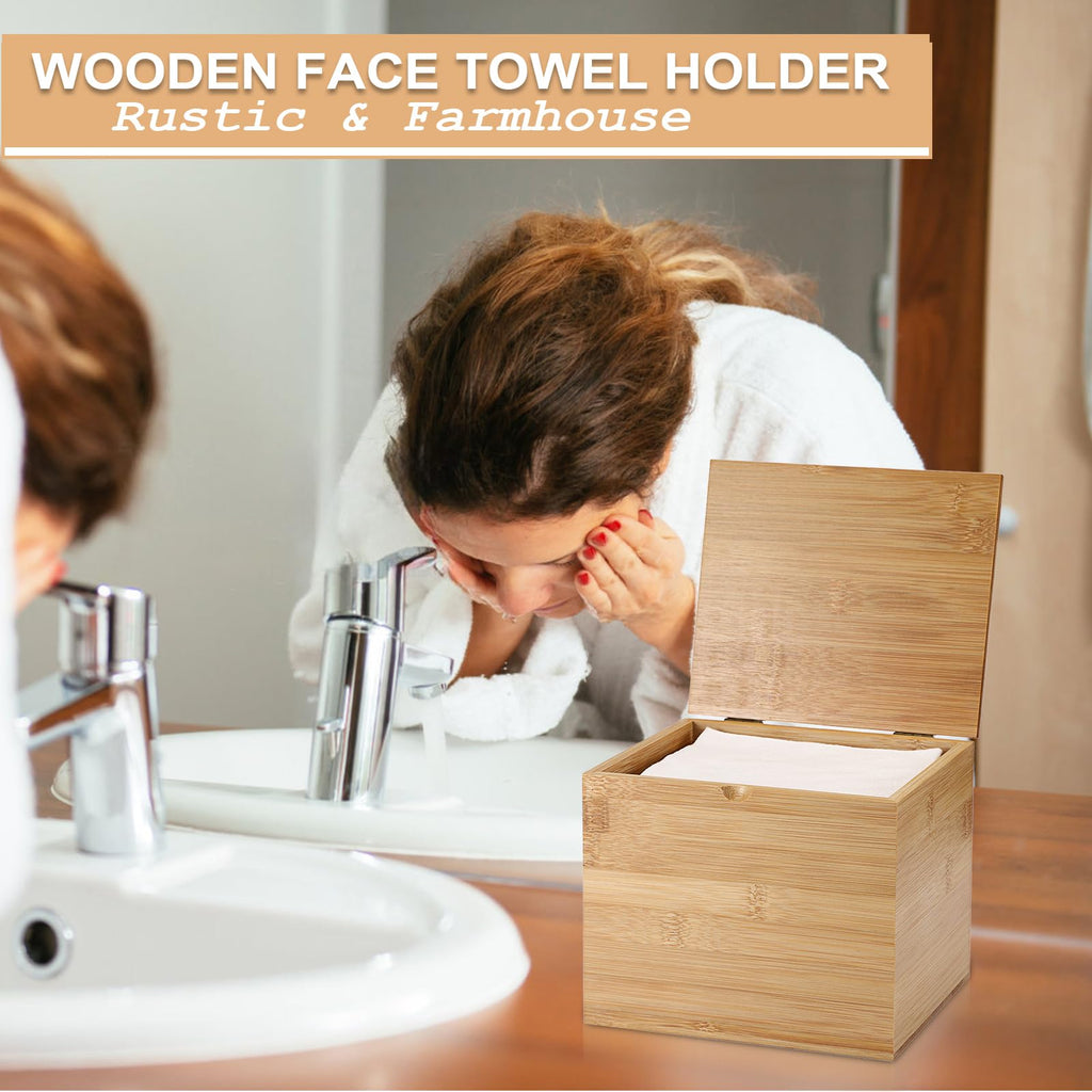 Bamboo Facial Towel Holder with Lid V530799