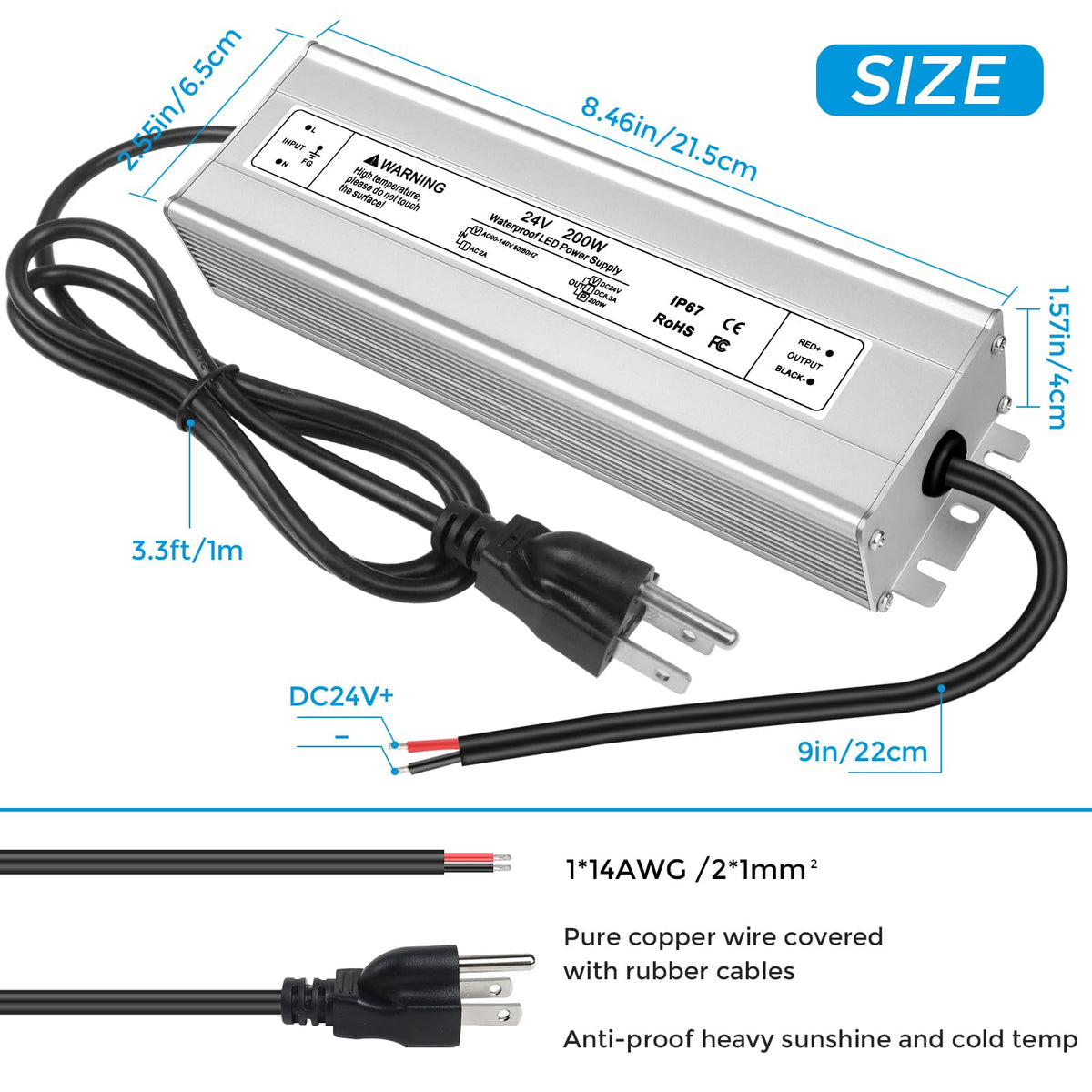 24V 200W IP67 Waterproof LED Power Supply H184