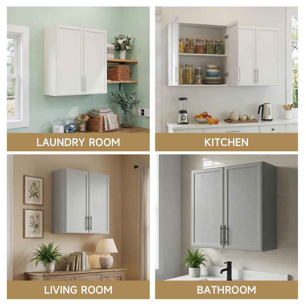 White Wall Mounted Cabinet with Adjustable Shelf F333