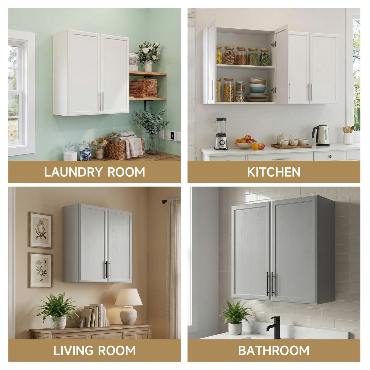 White Wall Mounted Cabinet with Adjustable Shelf F333