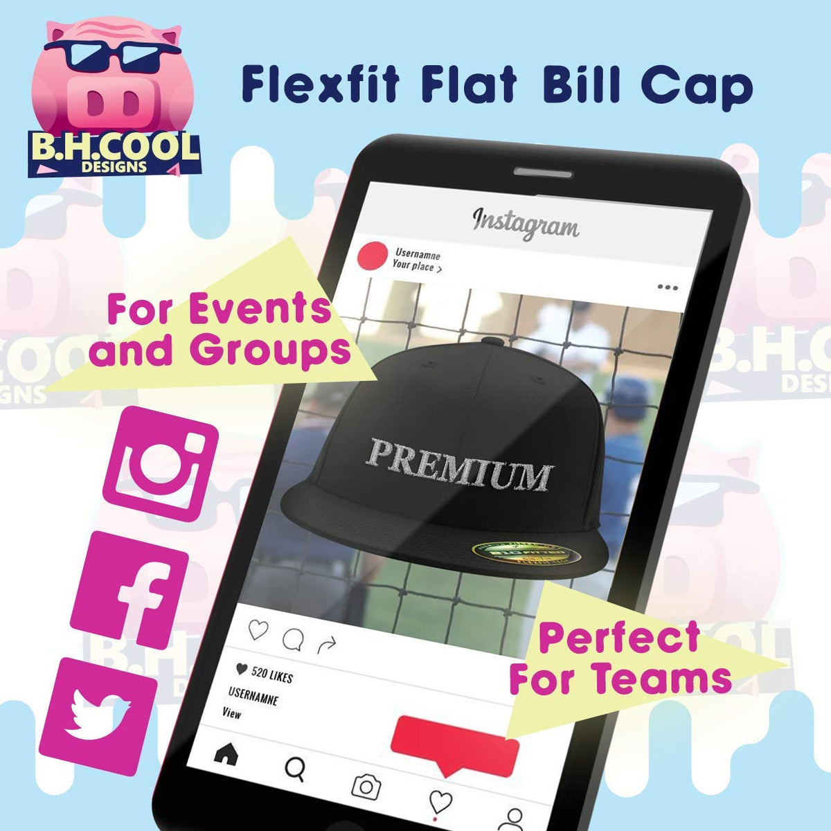 Flat Bill Fitted Hat U829