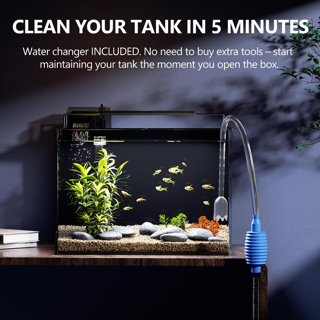 5 Gallon Glass Fish Tank Kit with Filter Light S357979