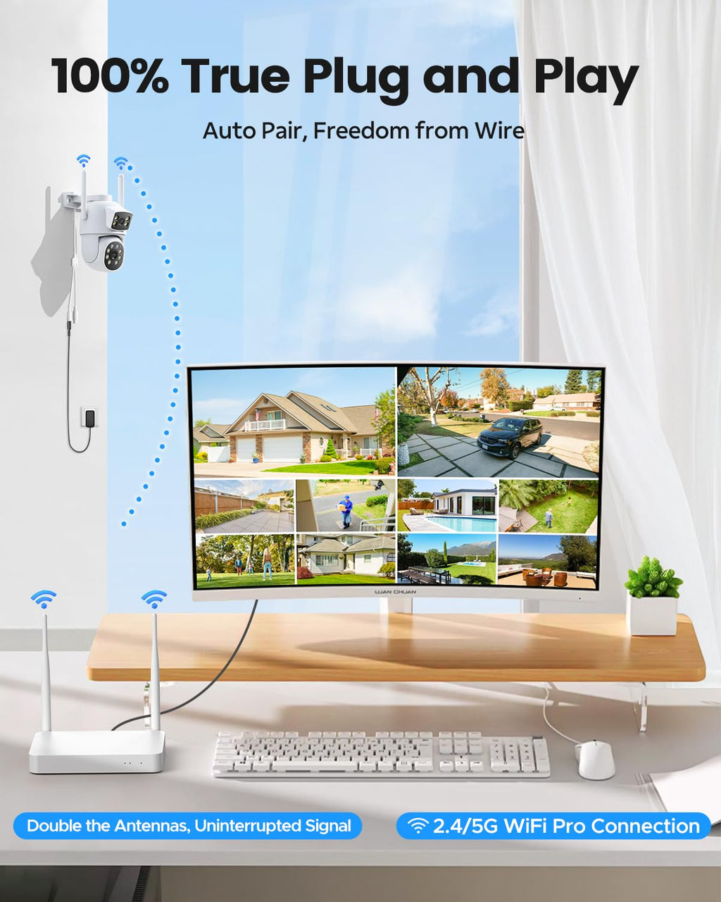 Wireless Outdoor 4 Cam Home Security Cameras System V7230
