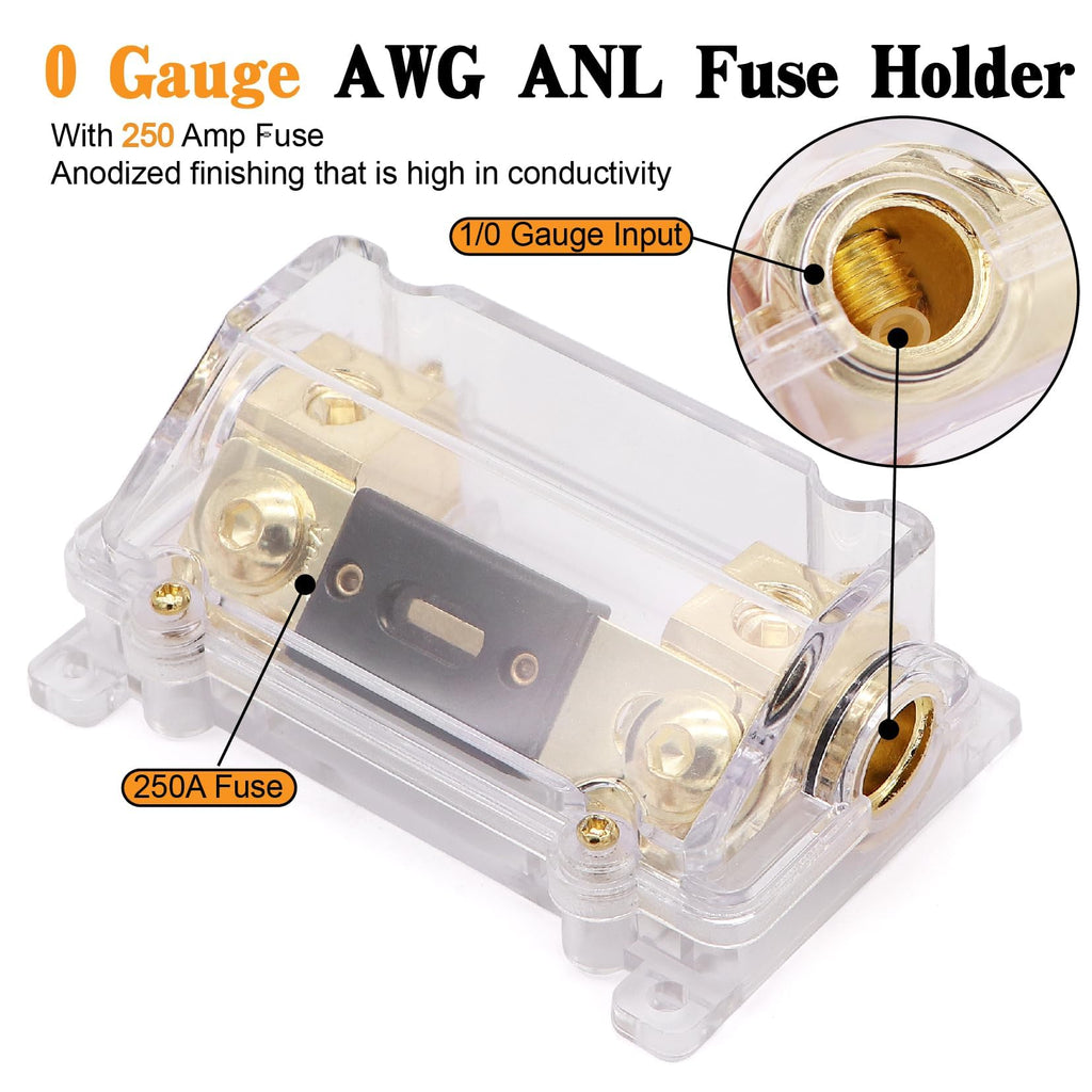 0 Gauge Battery Cable with 250A Fuse Holder & Terminals Kit Q5067
