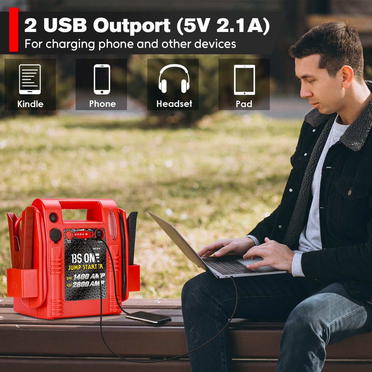 24V / 12V Heavy Duty Jump Starter with USB/DC Output and LED Light I5562