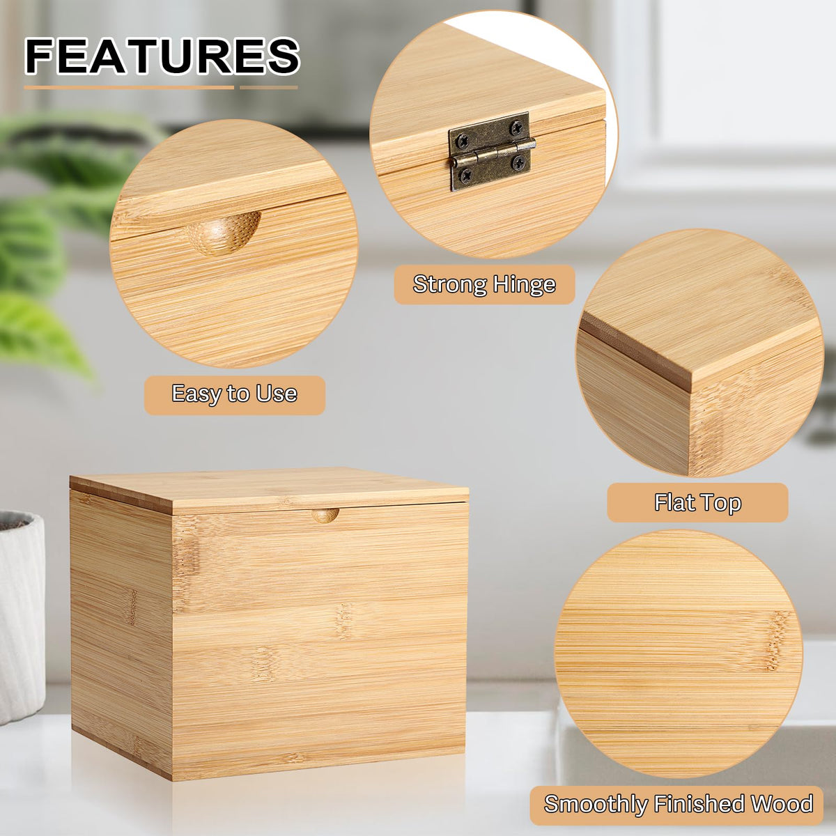 Bamboo Facial Towel Holder with Lid V530799