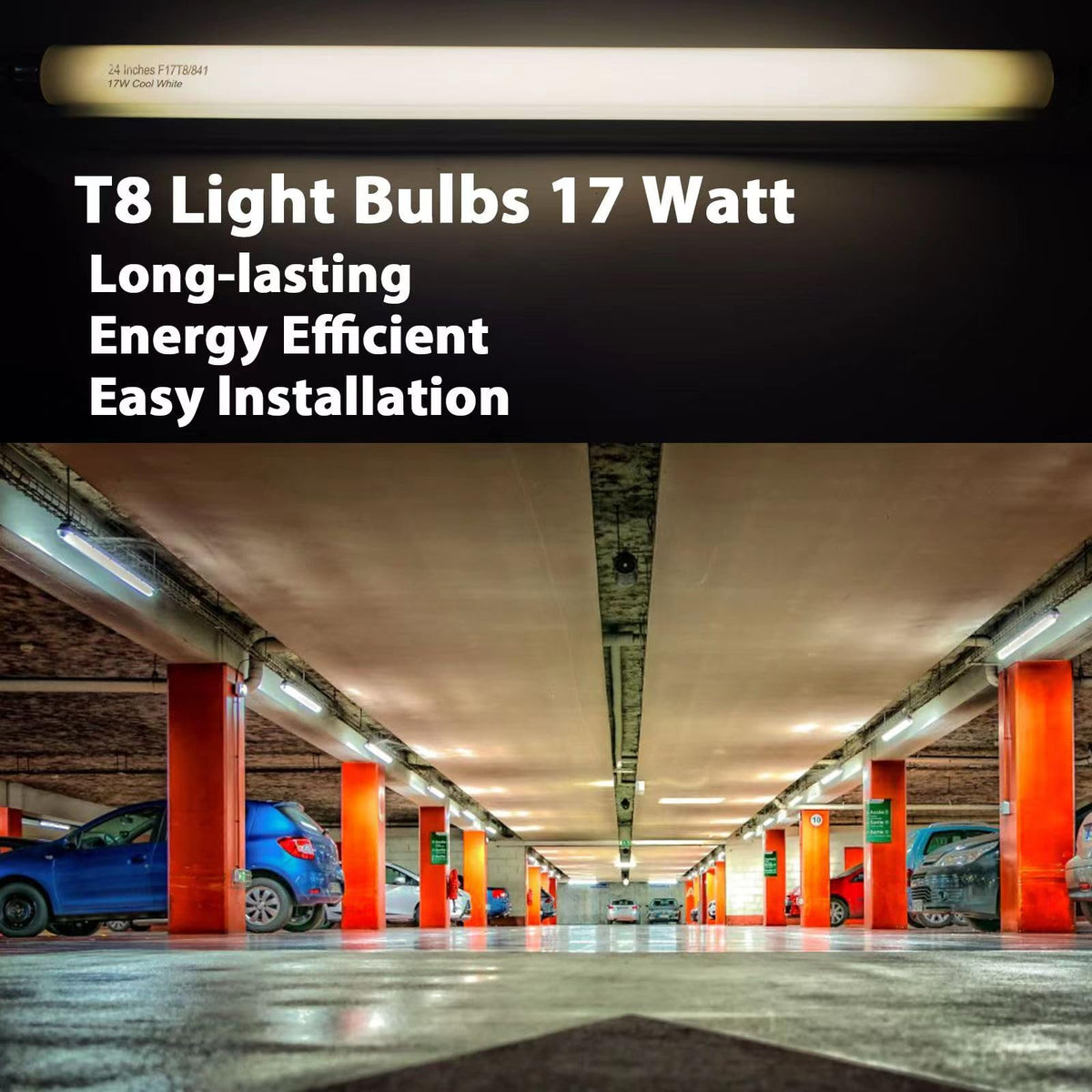 8 Pack 24 inch 17 Watts T8 Fluorescent Tube Light 4100K Cool White Y571