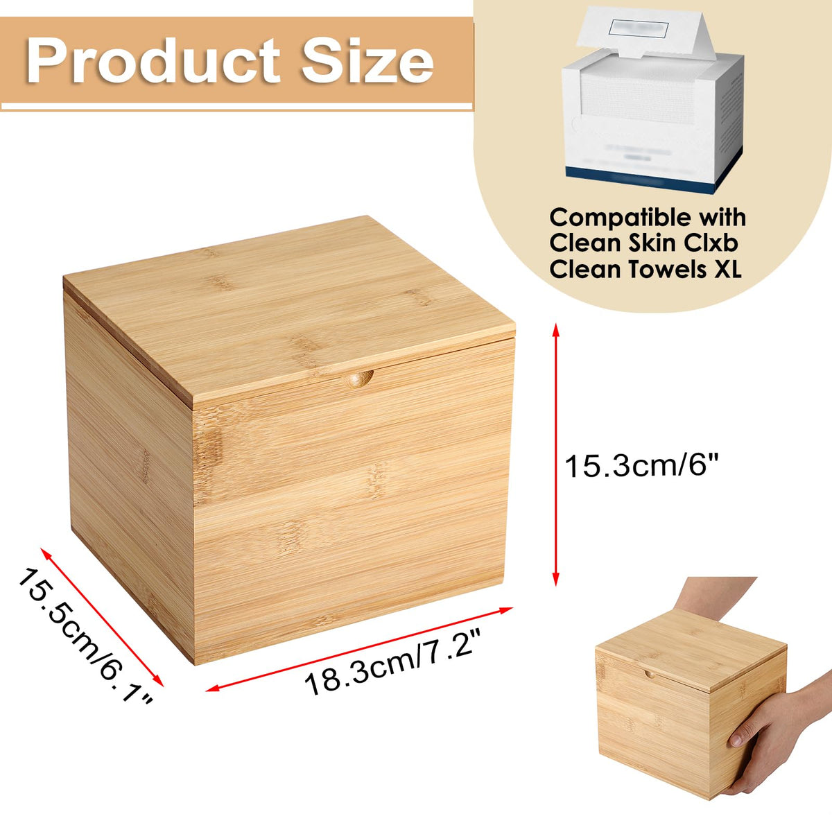 Bamboo Facial Towel Holder with Lid V530799