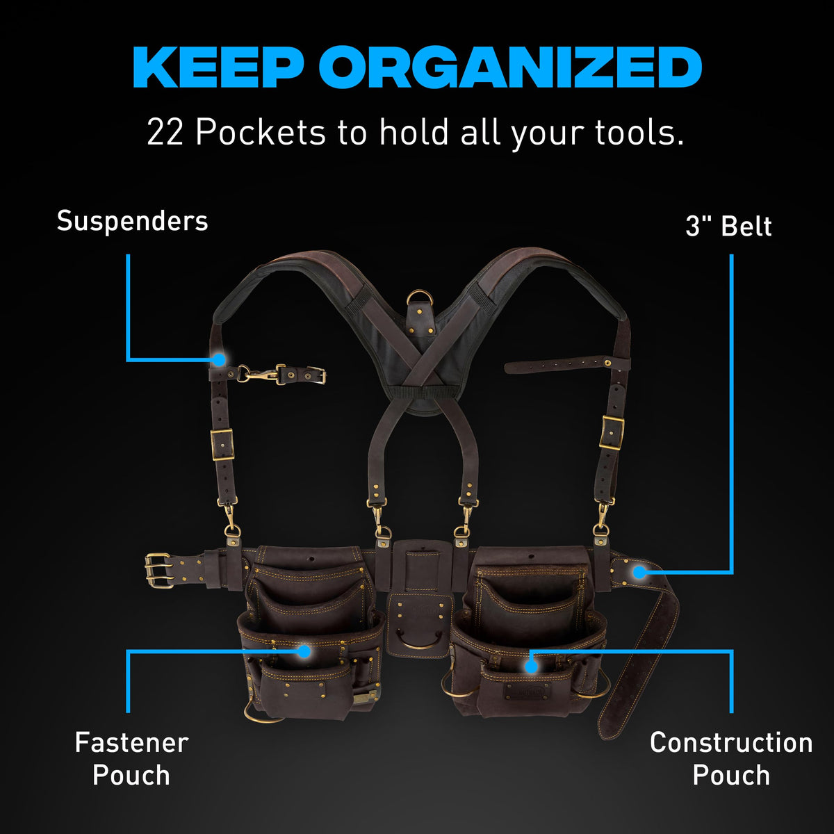 Leather Tool Belt with Suspenders W246