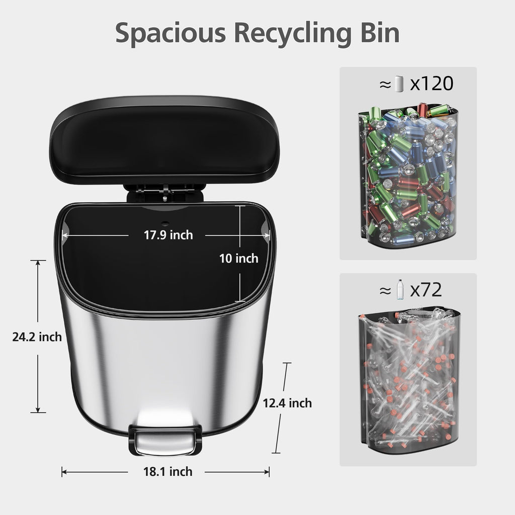 50L Stainless Steel Step-On Trash Can R79435