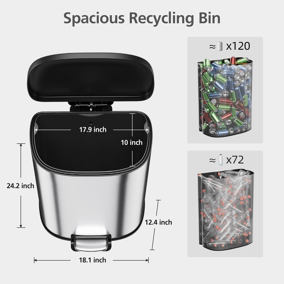 50L Stainless Steel Step-On Trash Can R79435