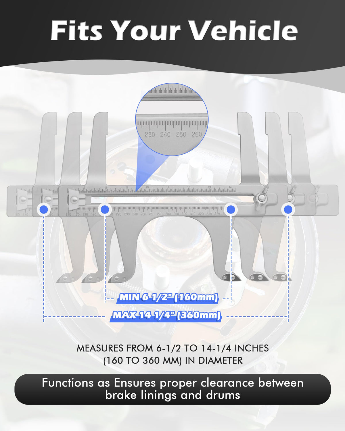 Drum Brake Measuring Tool Silver O6409