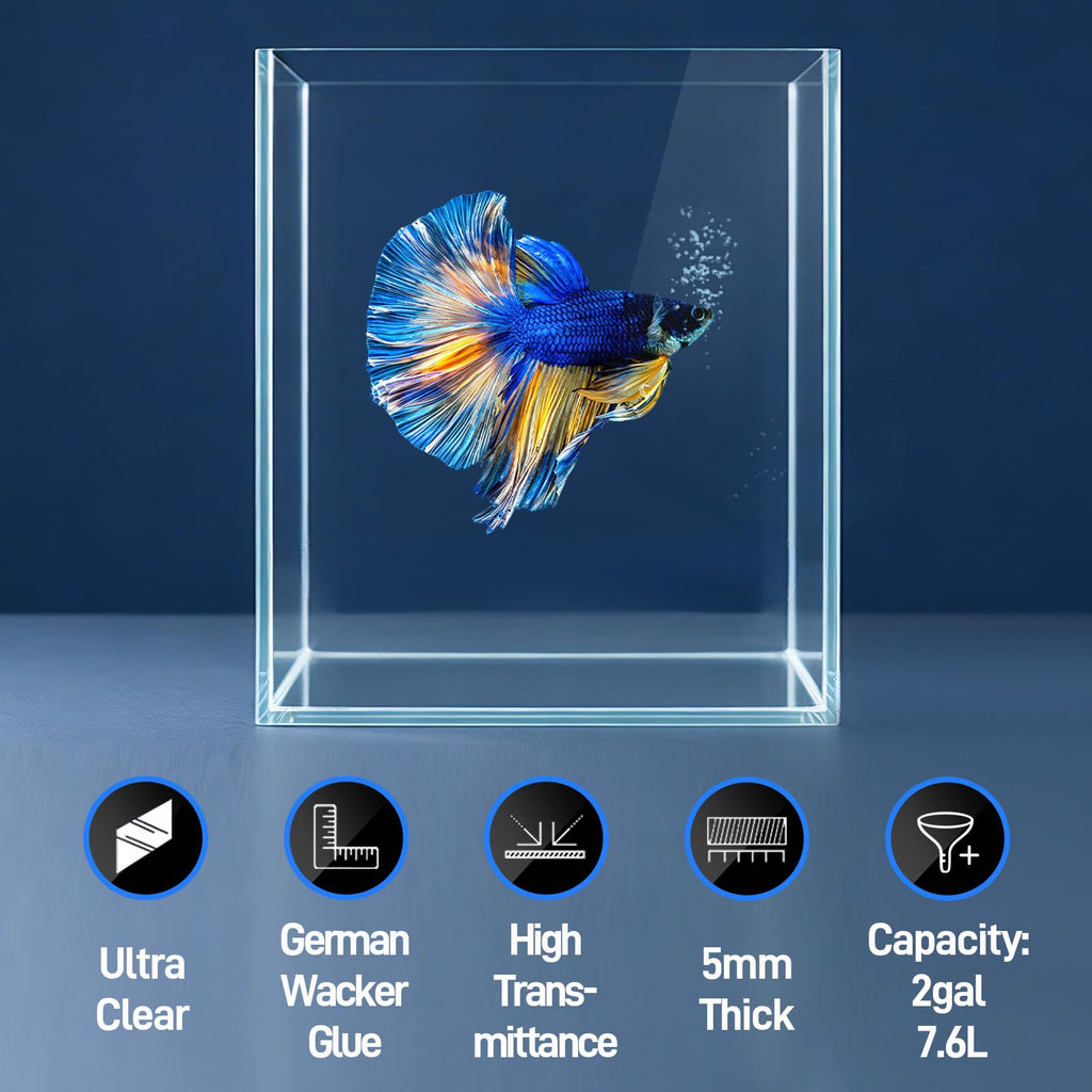 2 Gallon Glass Fish Tank Starter Kit with Fish Net T15393