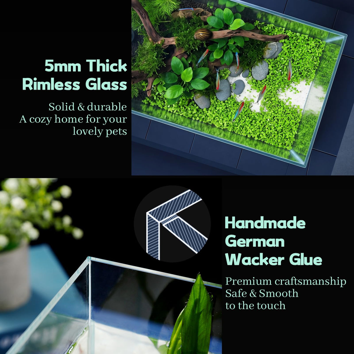 2 Gallon Glass Fish Tank Starter Kit with Fish Net T15393