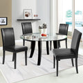 Black Set of 4 PU Leather Upholstered Dining Chairs with Solid Wood Legs T838662