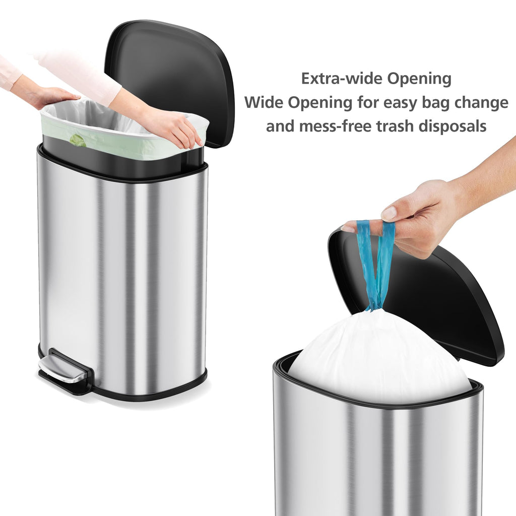 50L Stainless Steel Step-On Trash Can R79435