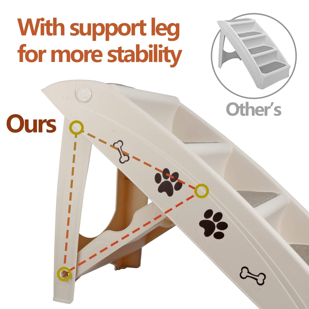Tan 4-Step Non-Slip Foldable Pet Steps B14922
