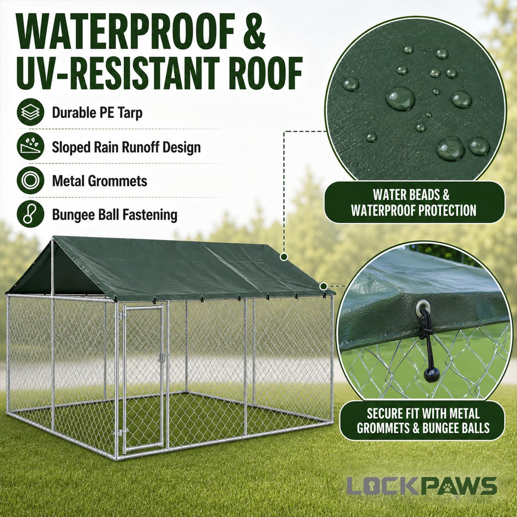 10x10FT Heavy Duty Galvanized Steel Outdoor Dog Kennel B561342