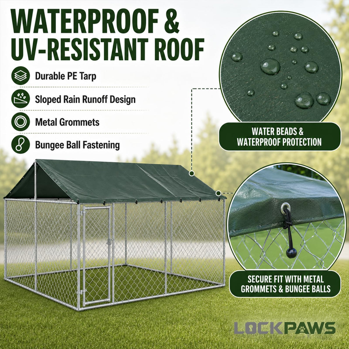 10x10FT Heavy Duty Galvanized Steel Outdoor Dog Kennel B561342
