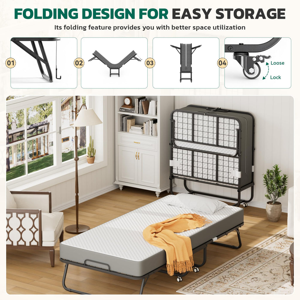 Folding Bed with 5 Inch Mattress, Twin Size S569961