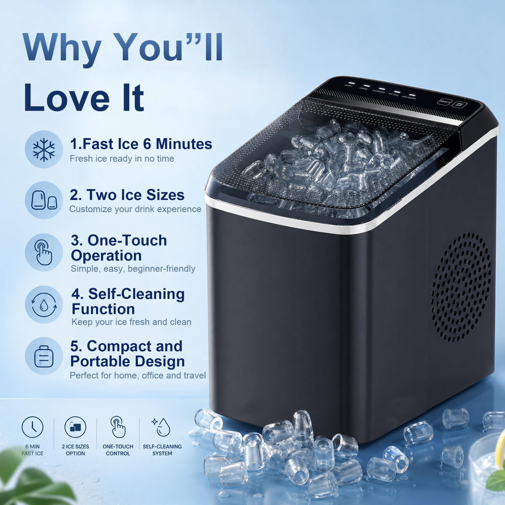 Countertop Ice Maker with Basket & Scoop U997917
