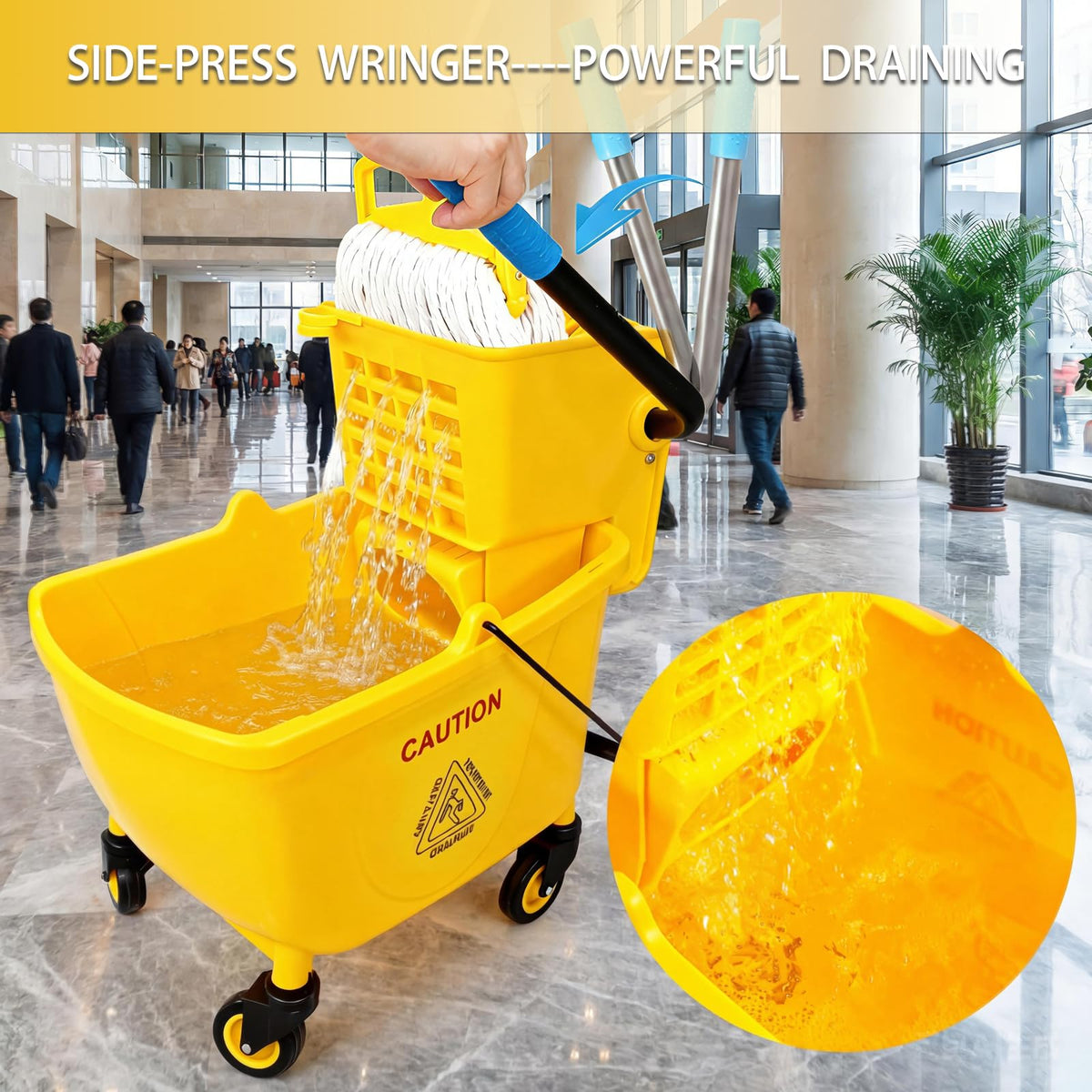 33 Qt Mop Bucket with Side-Press Wringer and Cotton Mop O63290