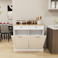 White 20 Gallon Wooden Tilt Out Trash and Recycling Cabinet B304