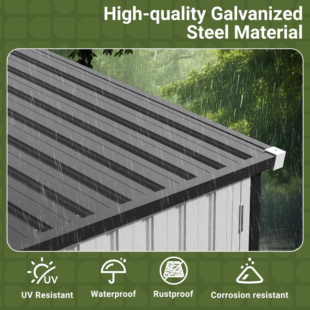 10X14 FT Metal Outdoor Storage Shed with Window, Black D6509