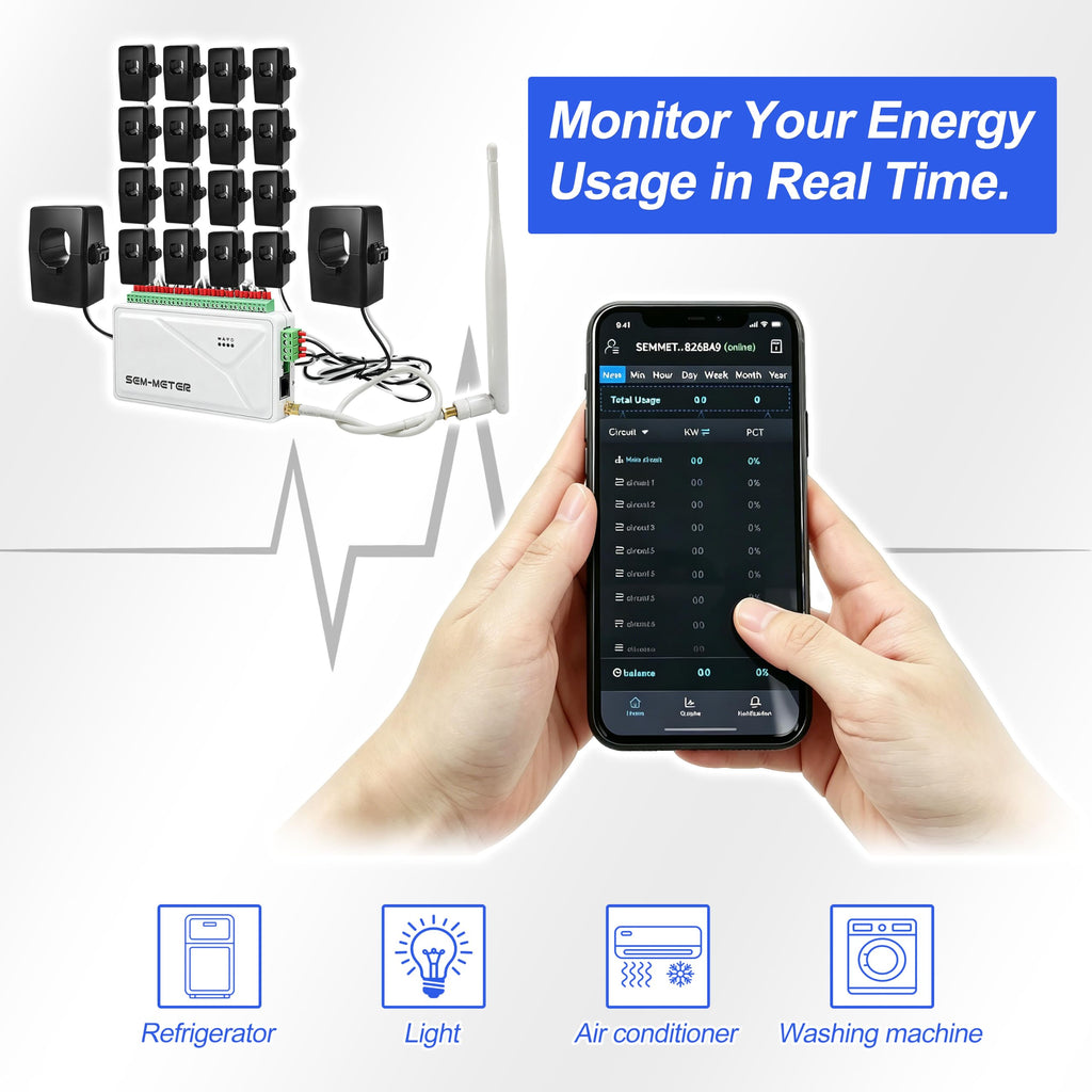Smart Home Energy Monitor with 16 50A Circuit Sensors X57819
