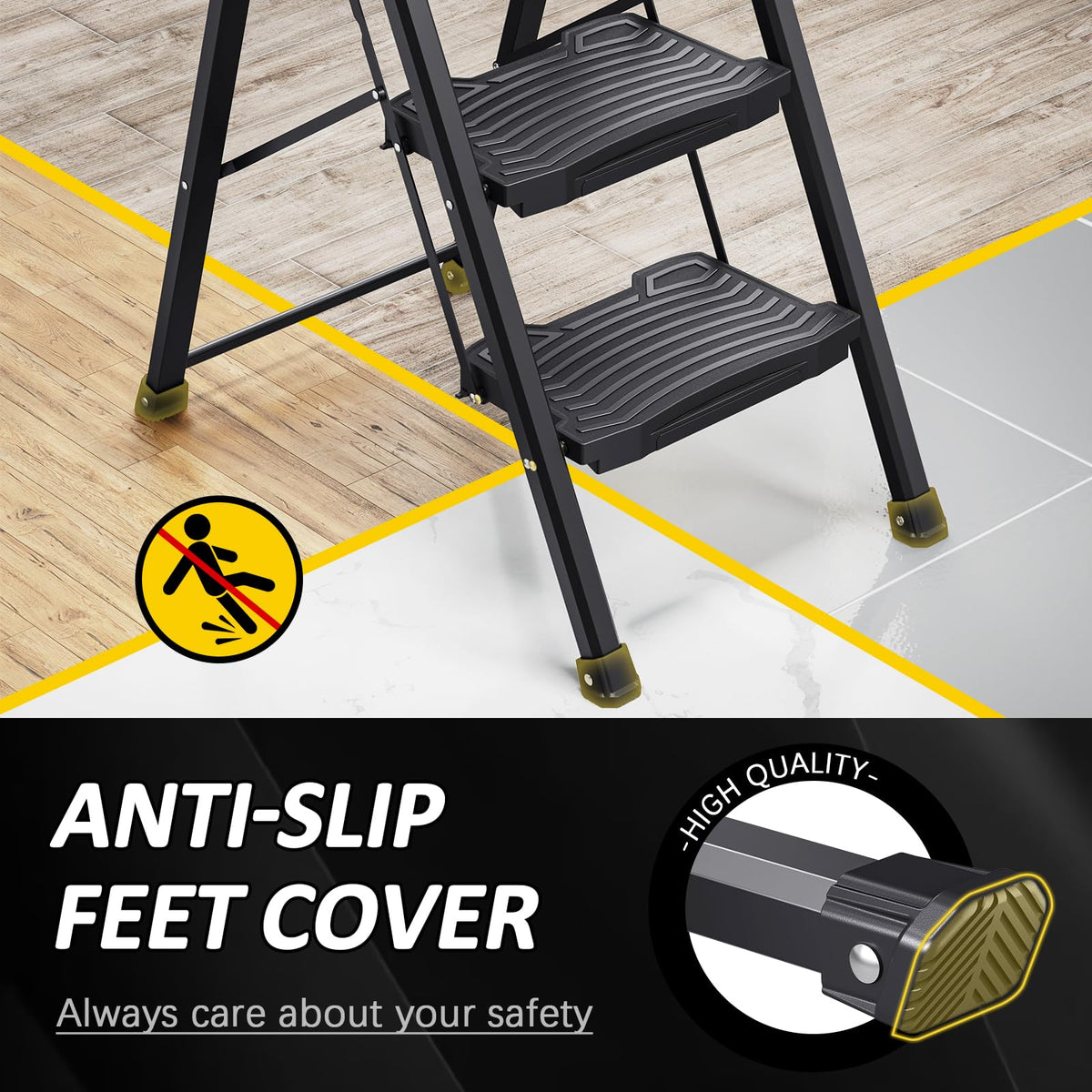 4 Step Folding Step Ladder with Handrails G5176