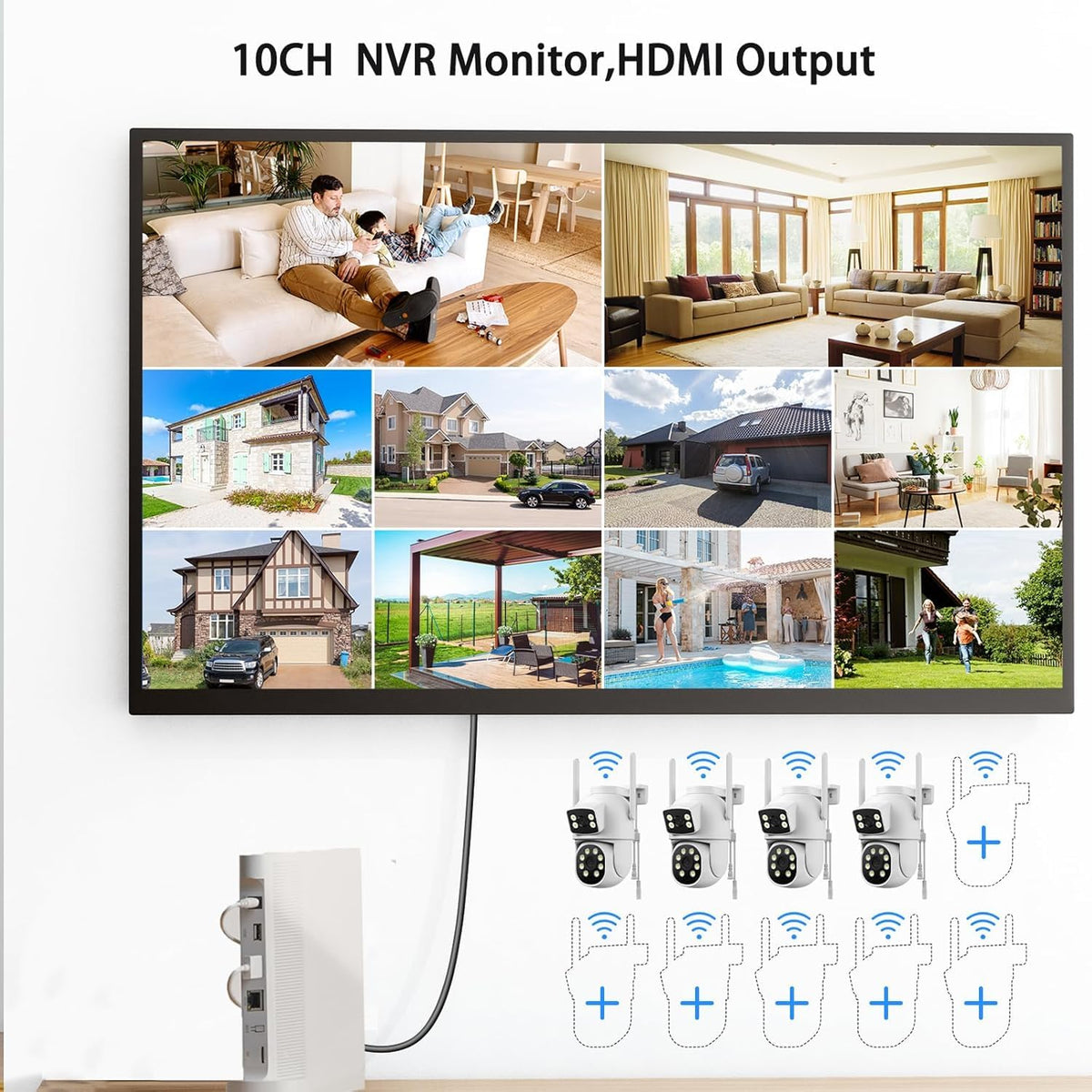Wireless Outdoor 4 Cam Home Security Cameras System V7230