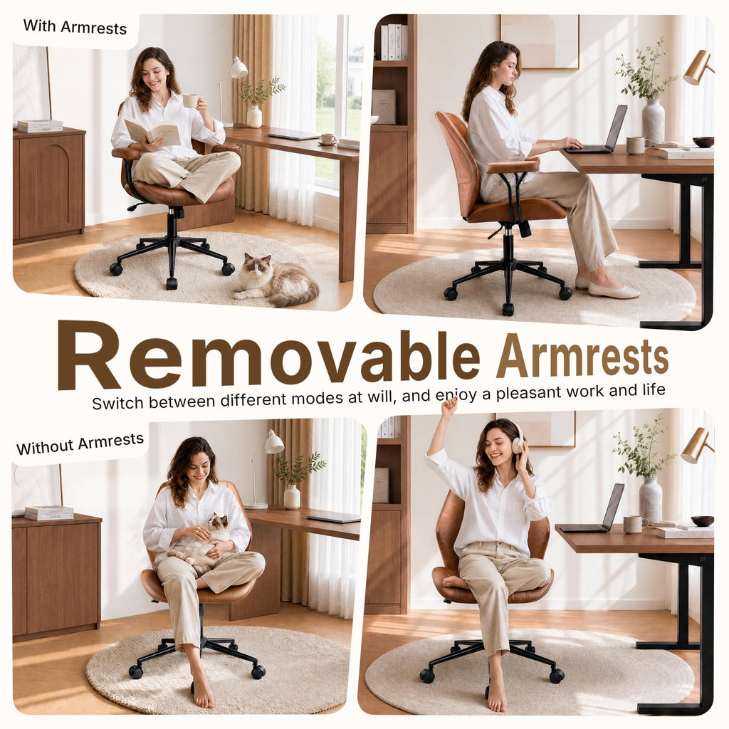 Brown Leather Ergonomic Office Chair A32386