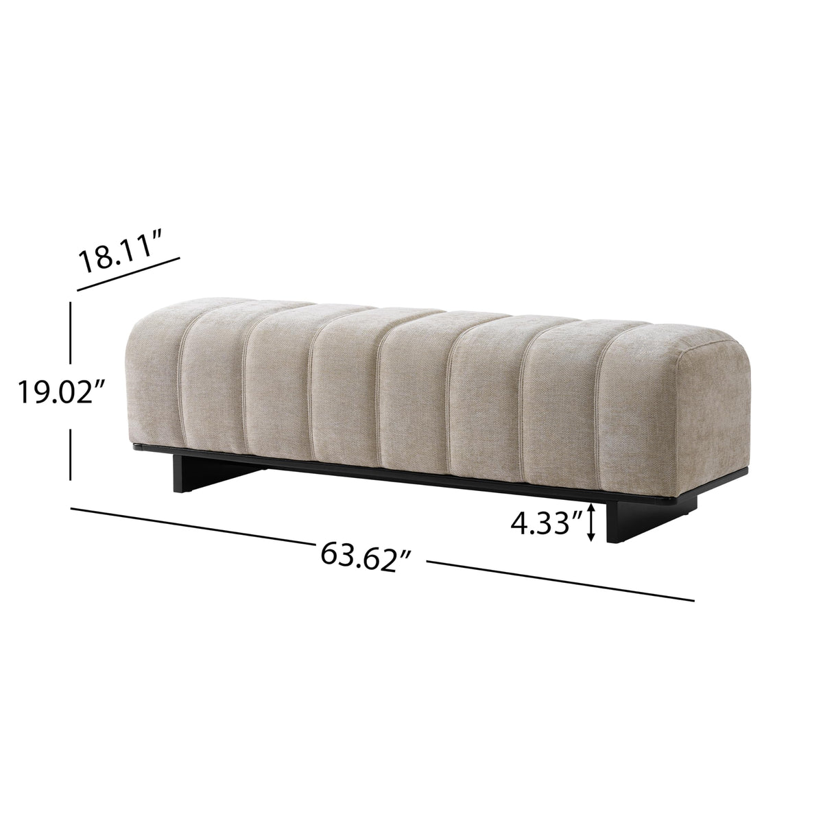 Oatmeal Black Chenille Upholstered Dining Bench C778