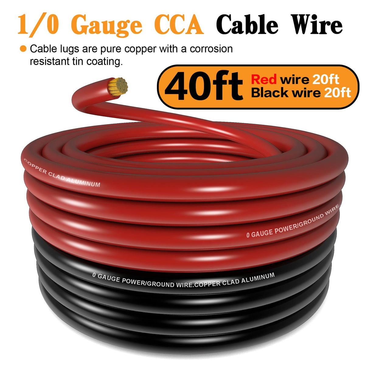 0 Gauge Battery Cable with 250A Fuse Holder & Terminals Kit Q5067
