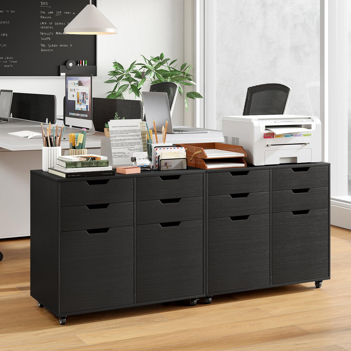 Black 4-Drawer Rolling File Cabinet M6199