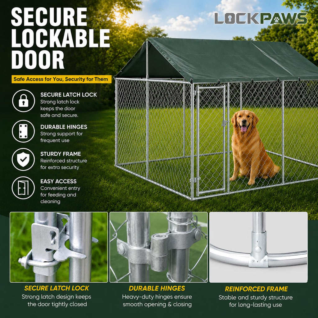 10x10FT Heavy Duty Galvanized Steel Outdoor Dog Kennel B561342