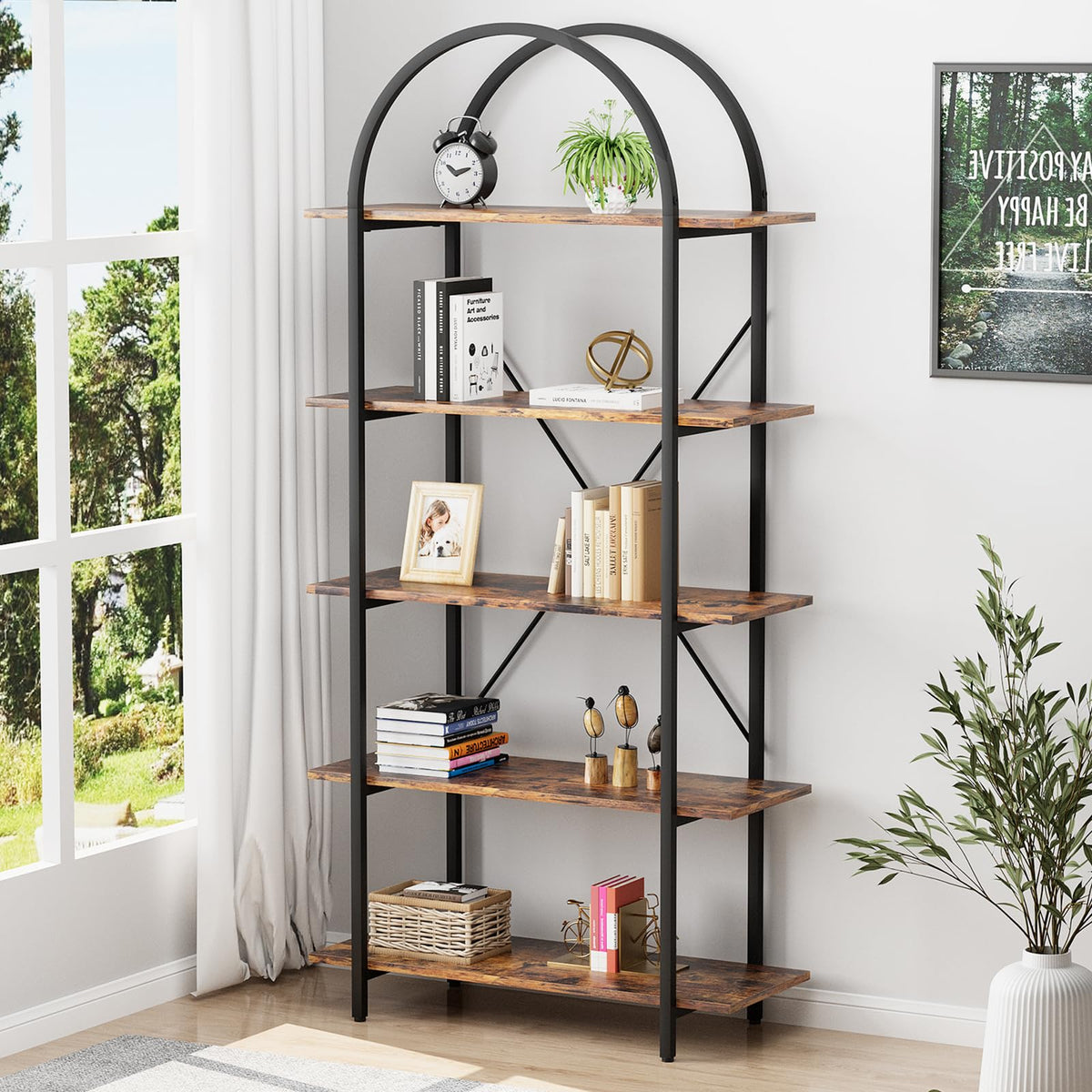 5 Tier Arched Bookshelf C75455
