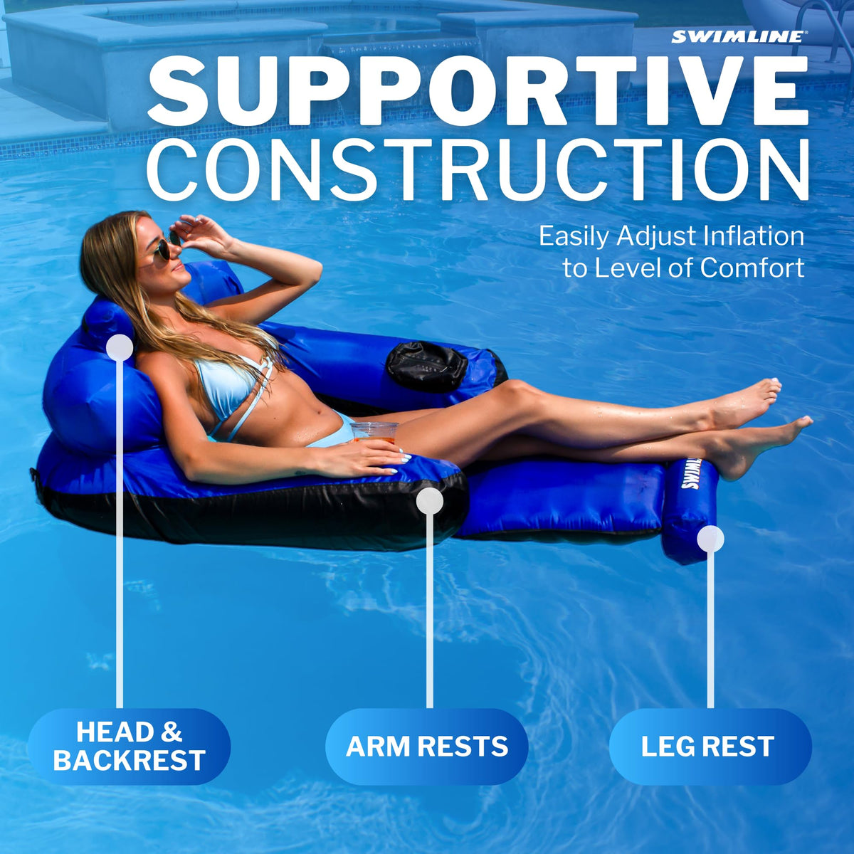 Fabric Covered Pool Float Mattress Red Lounger Raft L738939