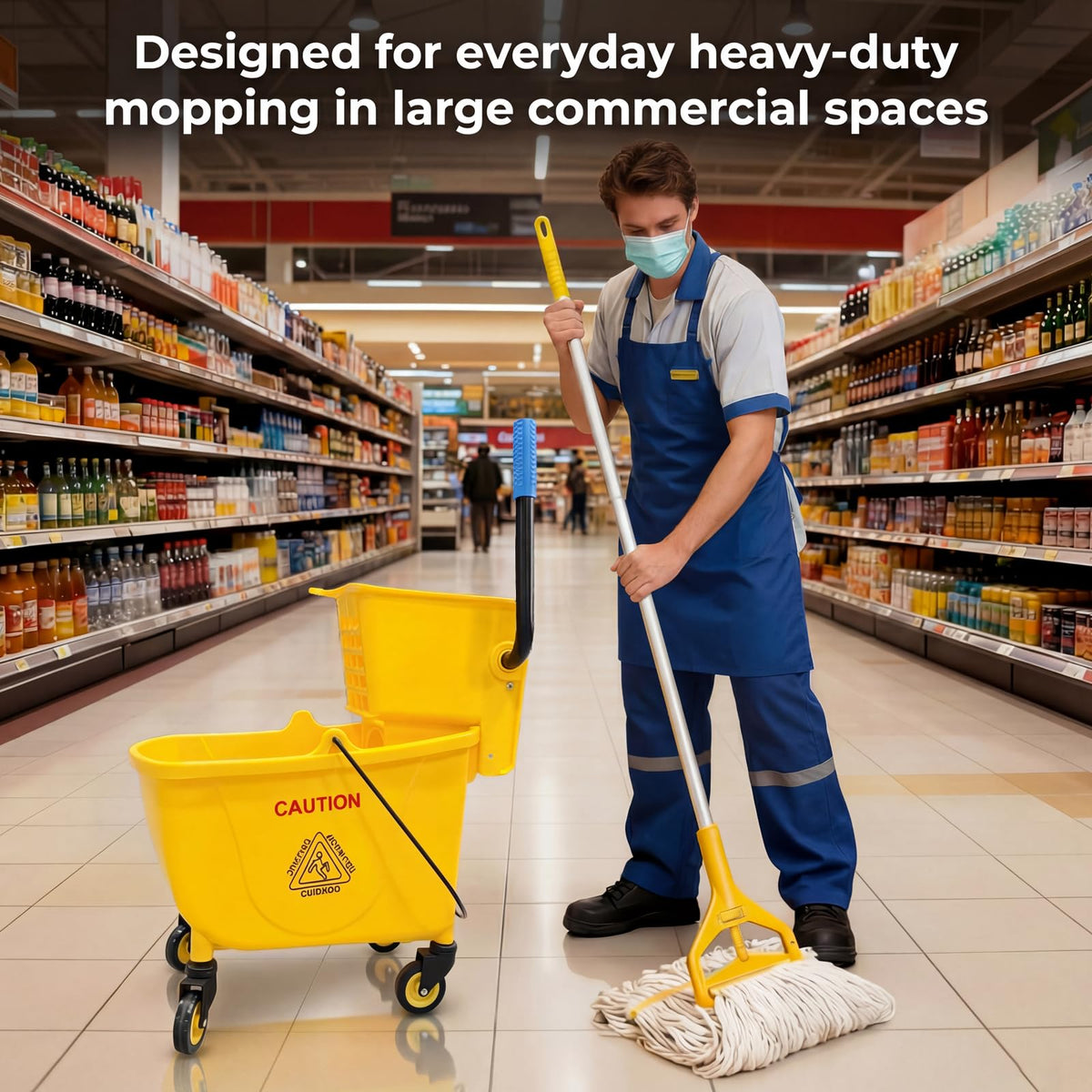 33 Qt Mop Bucket with Side-Press Wringer and Cotton Mop O63290