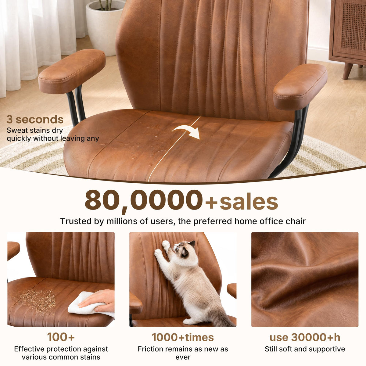 Brown Leather Ergonomic Office Chair A32386
