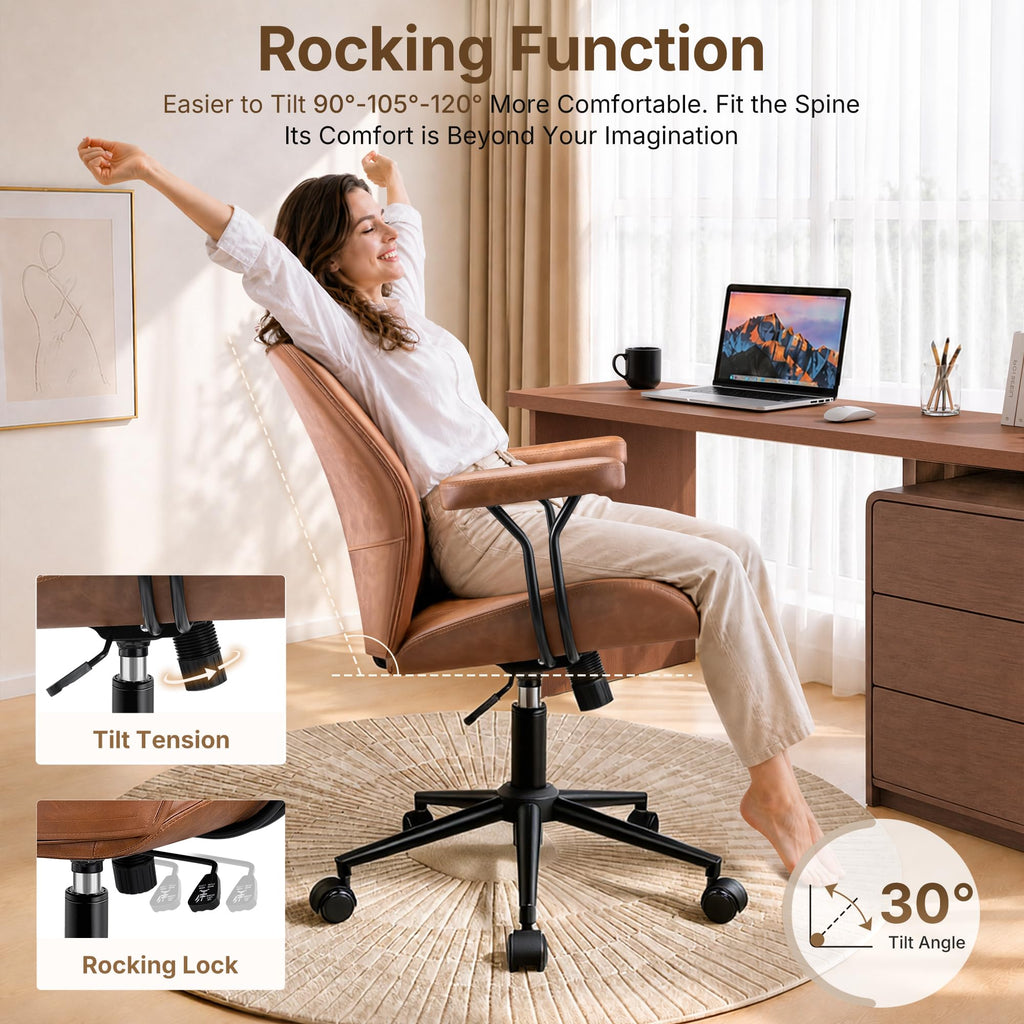 Brown Leather Ergonomic Office Chair A32386