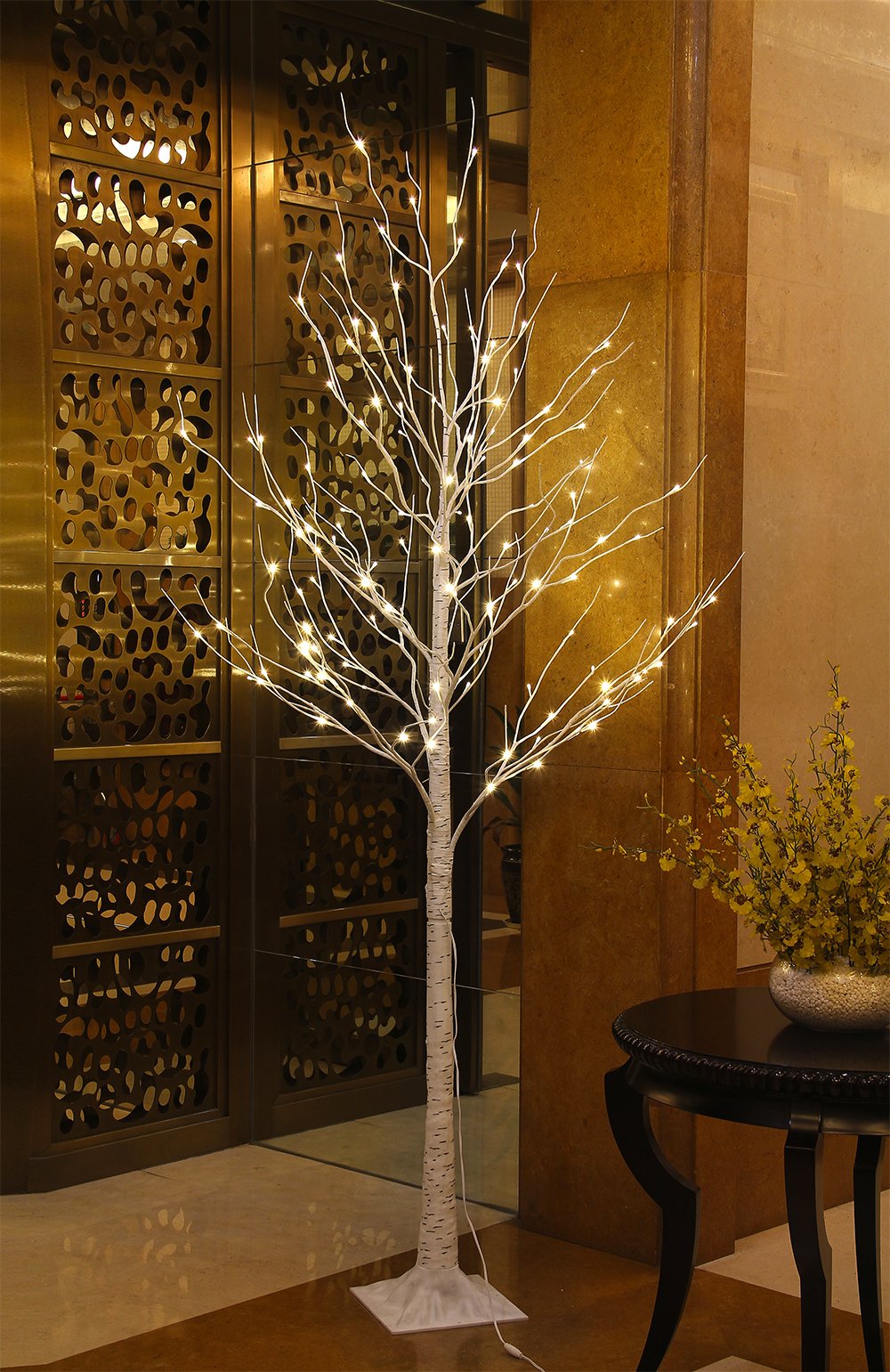 8FT 132 LED Lighted Birch Tree Warm White M16205