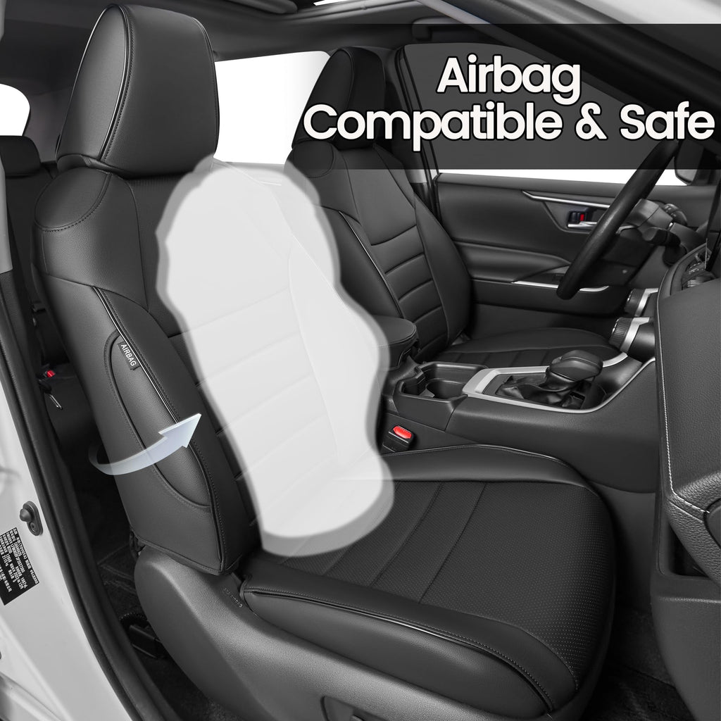 Black Leather 5 Seats Car Seat Covers Set O1639