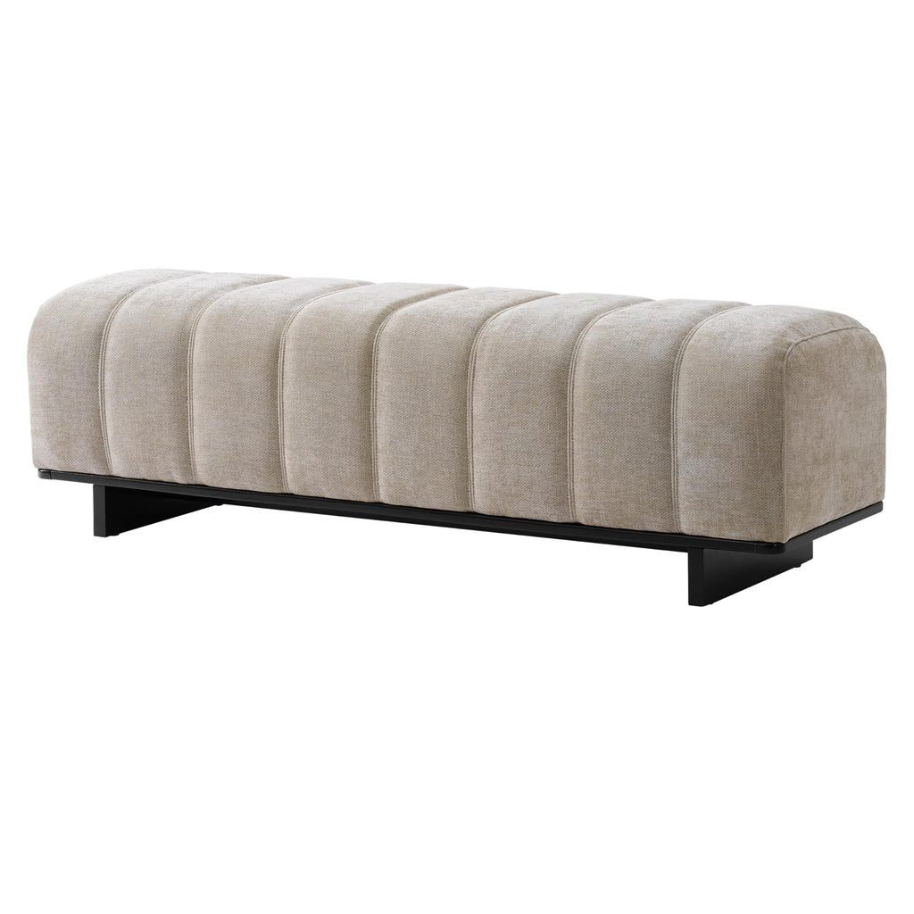 Oatmeal Black Chenille Upholstered Dining Bench C778