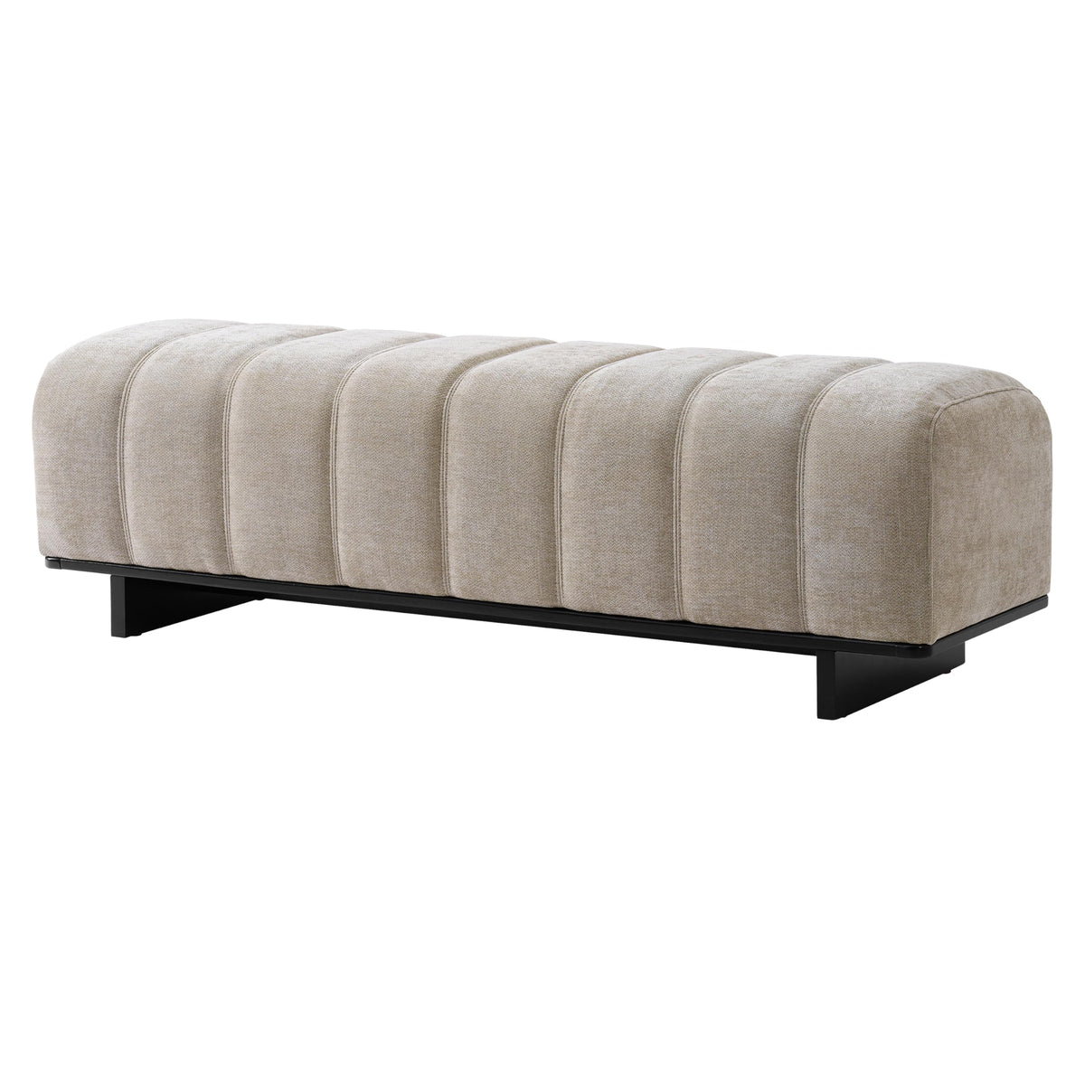 Oatmeal Black Chenille Upholstered Dining Bench C778