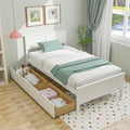 White Wood Twin Bed with 2 Storage Drawers Q782030